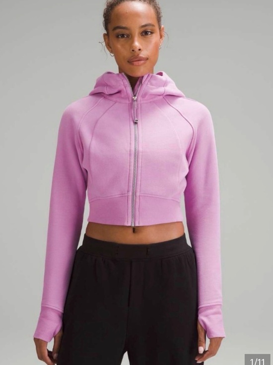lululemon athletica Tops - Lululemon Cropped Full-zip Scuba Hoodie in Dahlia Mauve